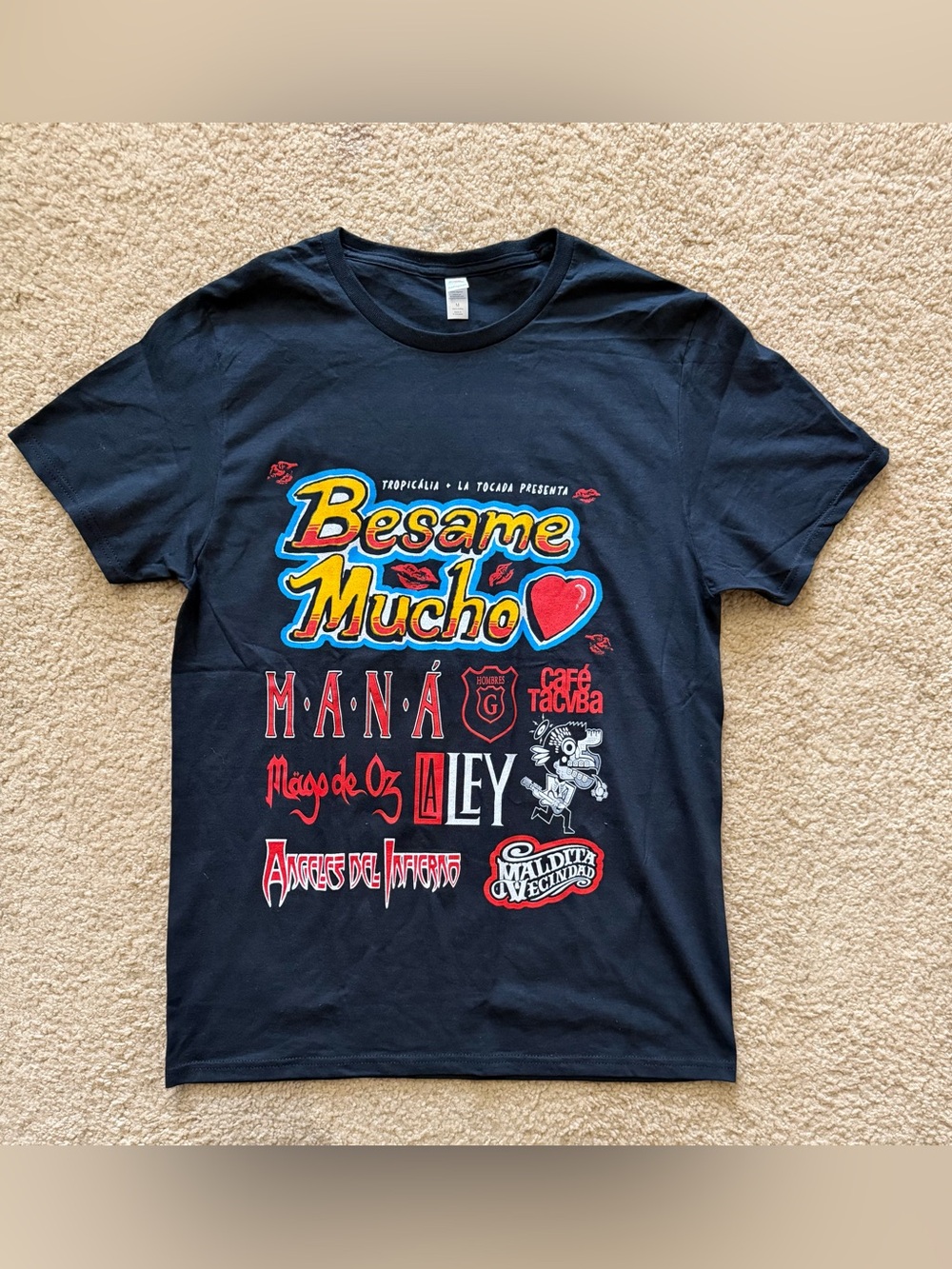 Besame Mucho Festival 2023 Official Lineup T-Shirt Maná Los Bukis Black Size M